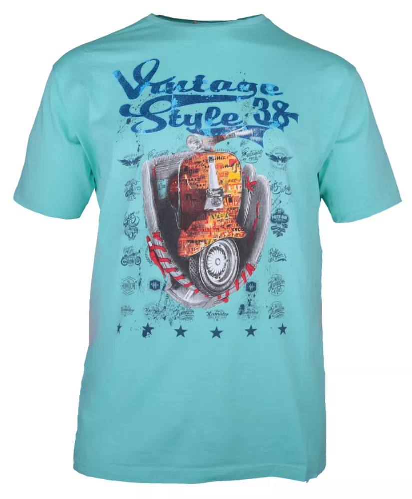 T-shirt imprimé scooter rétro vert menthe-5XL