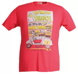 T-shirt hippie vespa Rouge Corail esprit vacances-4XL
