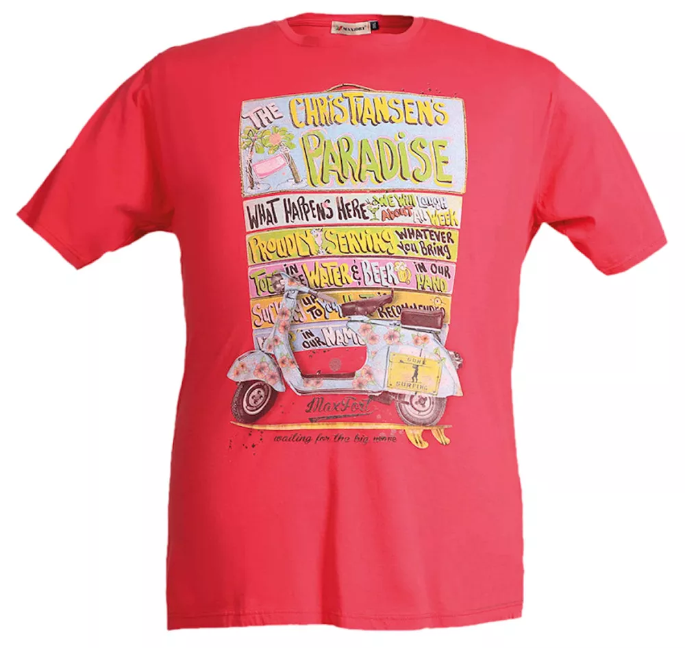 T-shirt manches Courtes Rouge Corail de 3XL à 7XL-3XL