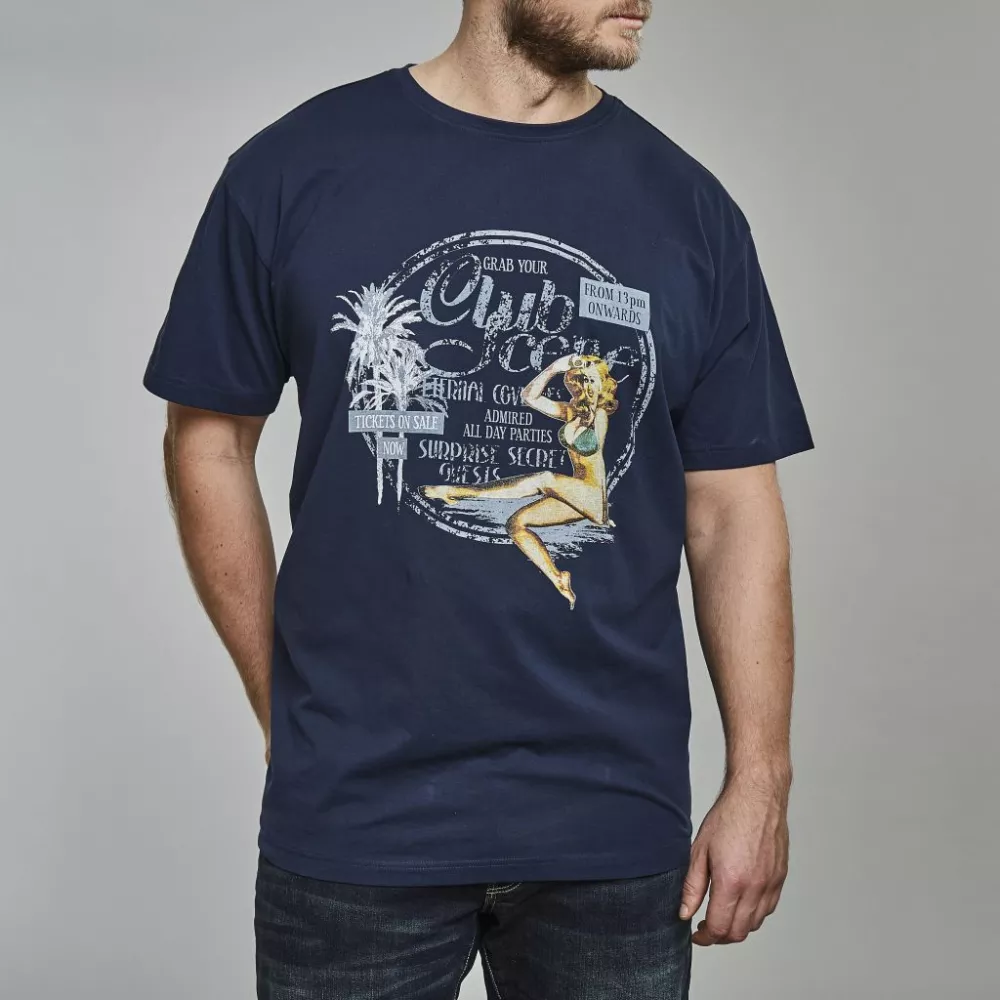 T-shirt bleu marine imprimé 3XL pin-up rétro Club Tropic-3XL