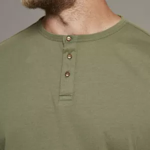 T-shirt granddad col boutonné Vert army-6XL