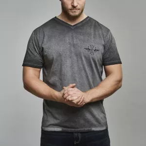 T-shirt col V motif Army Navy gris Charcoal