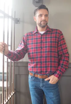Chemise manches longues flanelle carreaux rouge bleu de 2XL à 5XL-2XL