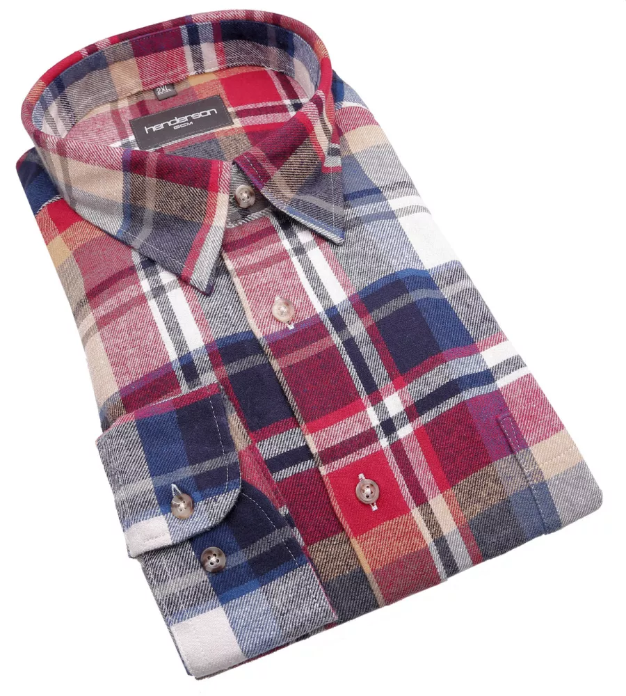 Chemise manches longues flanelle carreaux rouge bleu ocre 3XL-3XL
