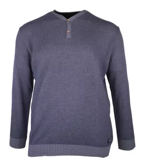 Pull col boutonné bleu marine/gris 3XL à 5XL
