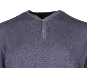 Pull col boutonné bleu marine/gris 3XL à 5XL-5XL
