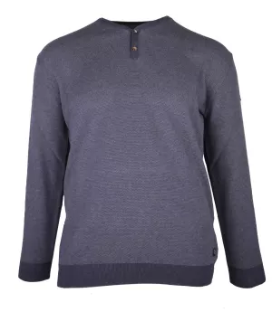 Pull col boutonné gris foncé/gris 3XL à 5XL