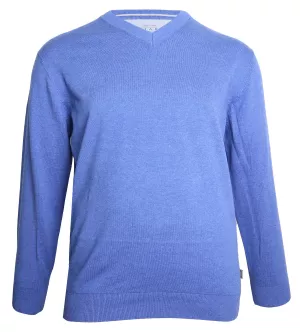 Pull col V bleu