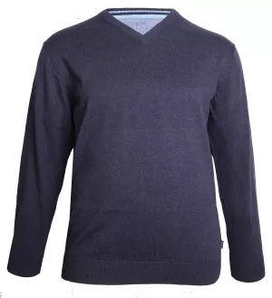 Pull col V bleu marine