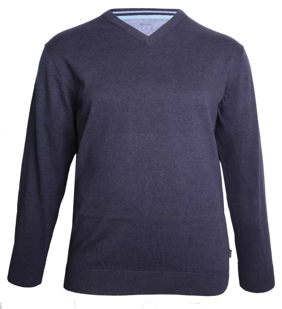 Pull col V bleu marine-3XL