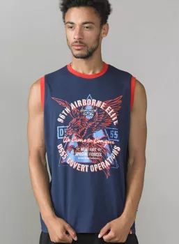 Débardeur imprimé Airborne bleu marine-5XL