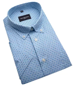 Chemise motif vintage bleu clair manches courtes