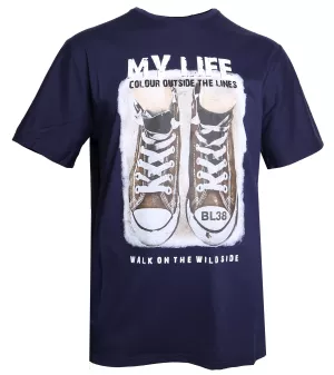 T-shirt baskets bleu marine imprimé My Life