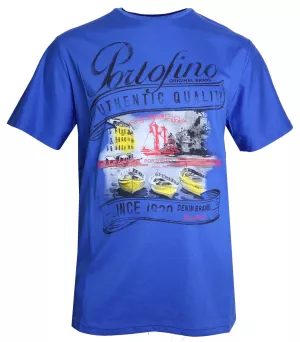T-shirt Portofino bleu imprimé-6XL