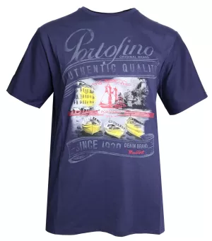 T-shirt Portofino bleu marine imprimé