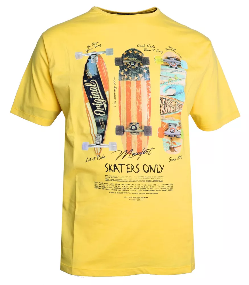 T-shirt jaune flamboyant imprimé skaters -3XL