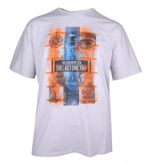 T-shirt marin Beige  imprimé phare