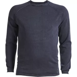 Pull col rond bleu denim en coton confortable
