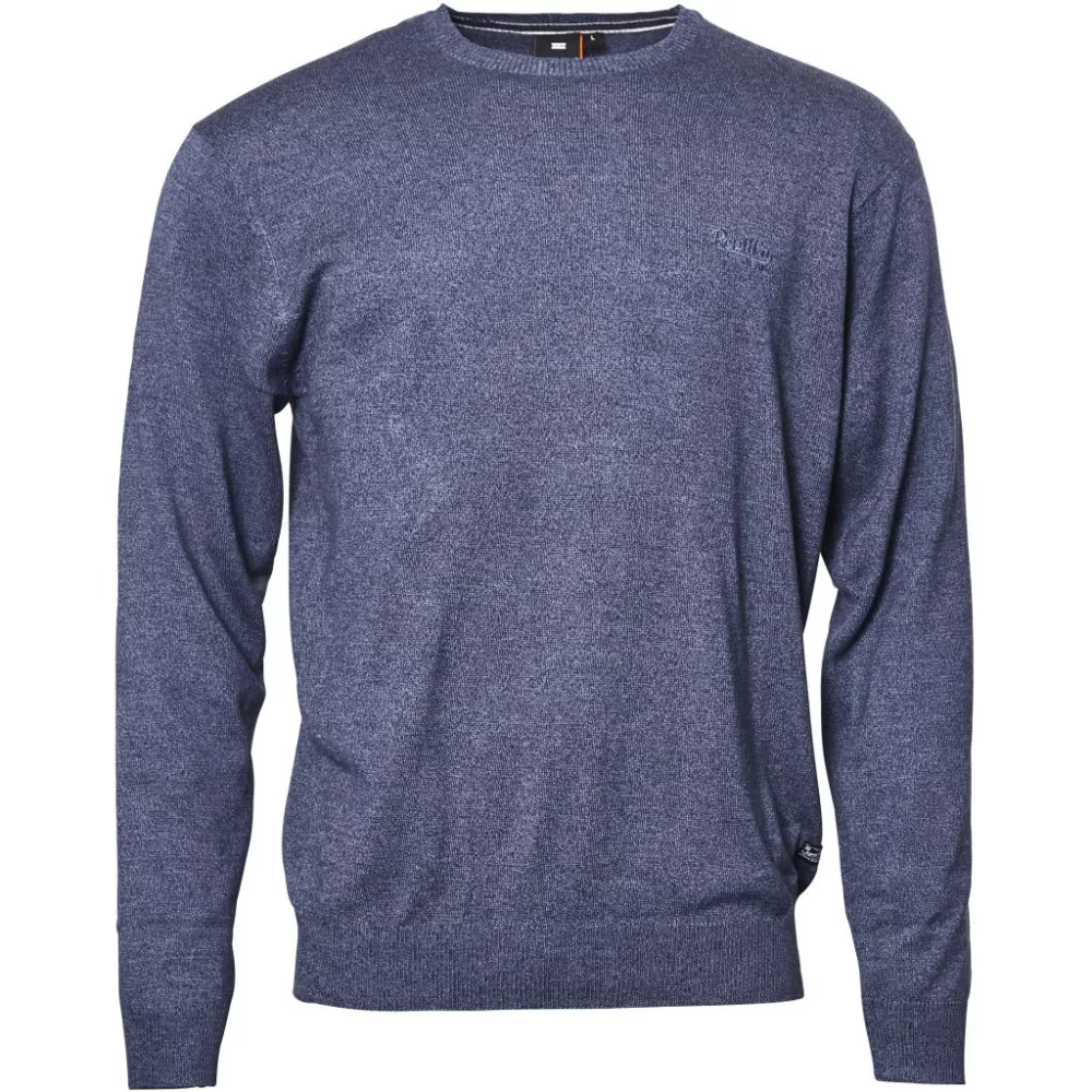 Pull col rond mélange de Bleu légion coupe droite-6XL