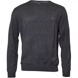 Pull col rond mélange de gris foncé coupe droite