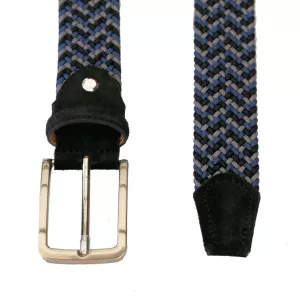 Ceinture tressée Pionier bleu élastique