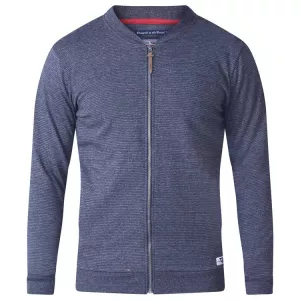 Cardigan zippé bleu marine rayé manches longues