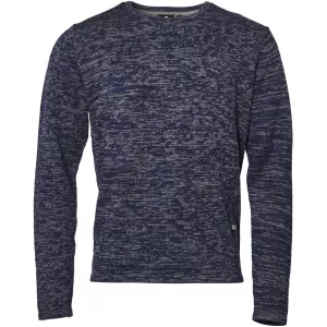 Pull tricot chiné bleu oriental col rond-3XL