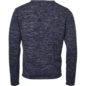 Pull tricot chiné bleu oriental col rond-7XL