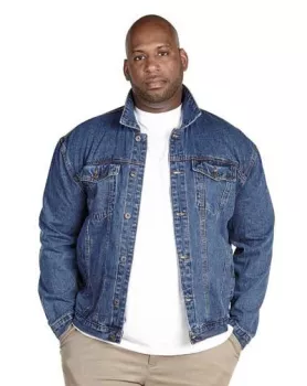 Veste en jean bleu denim coupe droite extensible-4XL