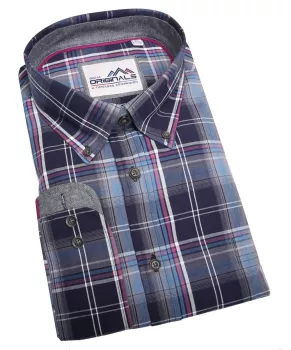 Chemise à carreaux bleu marine