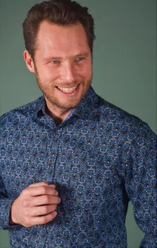 Chemise imprimée bleu bleu marine à motif floral 