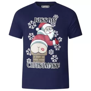 T-shirt Noël humour Duke bleu marine grande taille