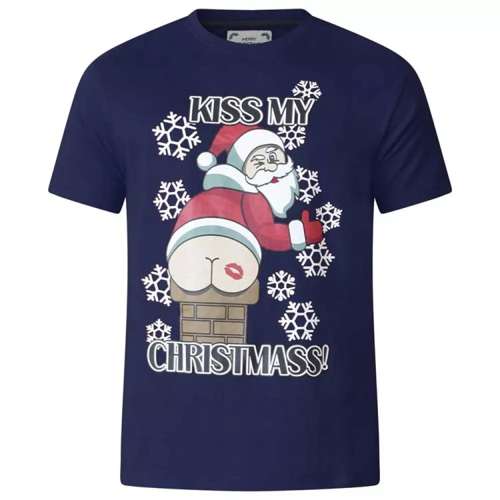 T-shirt Noël humour Duke bleu marine grande taille-2XL