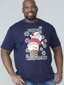 T-shirt Noël humour Duke bleu marine grande taille-2XL