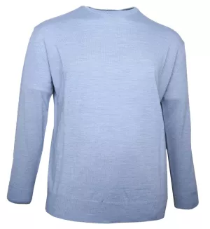 Pull bleu clair col rond Maxfort en laine mélangée-3XL