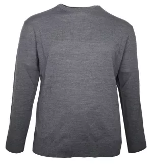 Pull gris foncé col rond Maxfort en laine mélangée-3XL