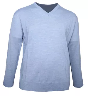 Pull V bleu clair de 3XL à 6XL