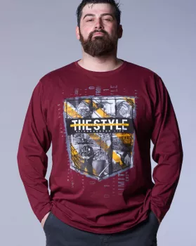 T-shirt manches longues bordeaux The Style-4XL