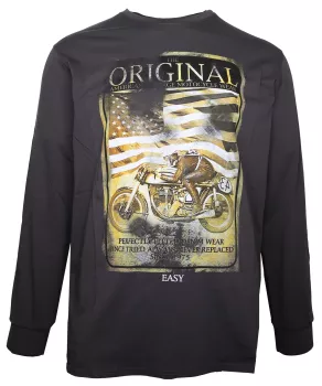 T-shirt manches longues gris anthracite moto vintage