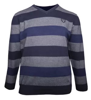 Pull col V rayé bleu Kitaro style casual chic