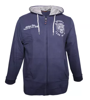 Sweat zippé bleu marine style sport avec capuche