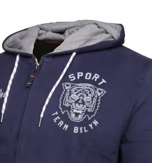 Sweat zippé bleu marine style sport avec capuche-3XL