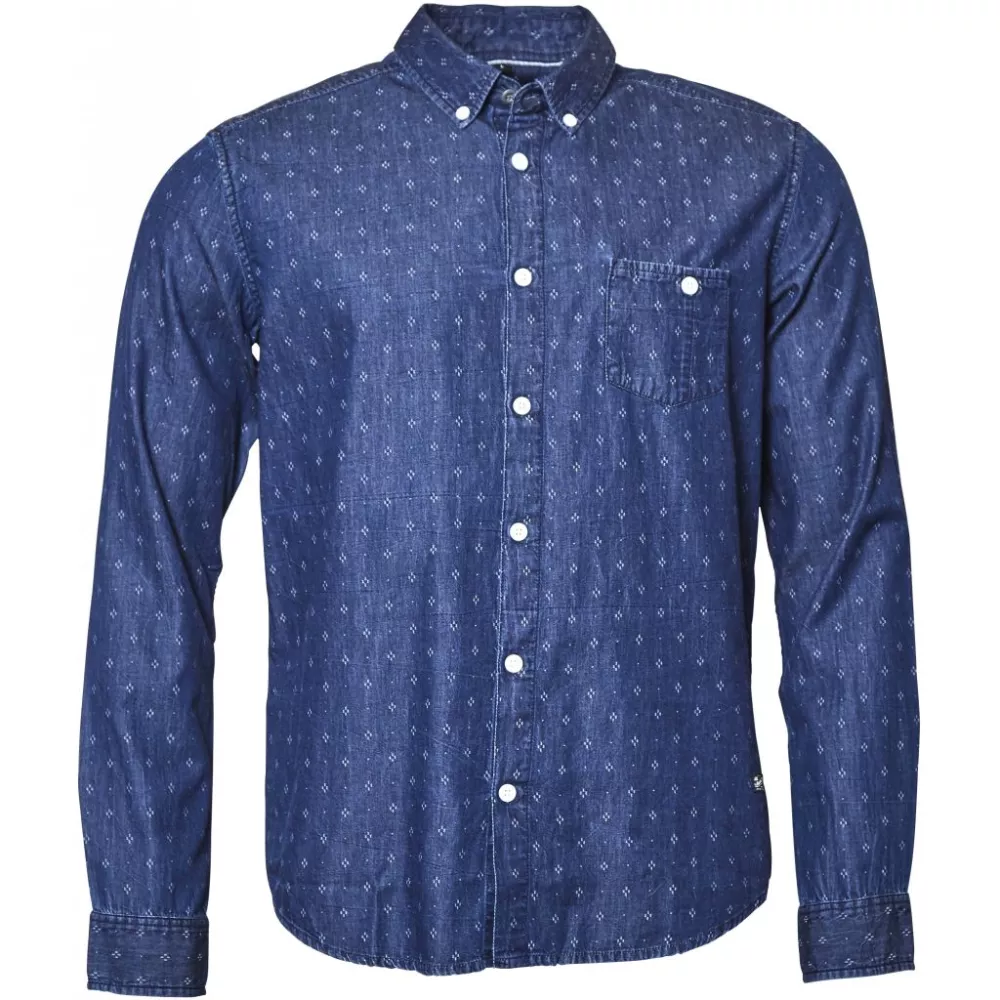 Chemise denim imprimée bleu denim Replika Jeans-3XL