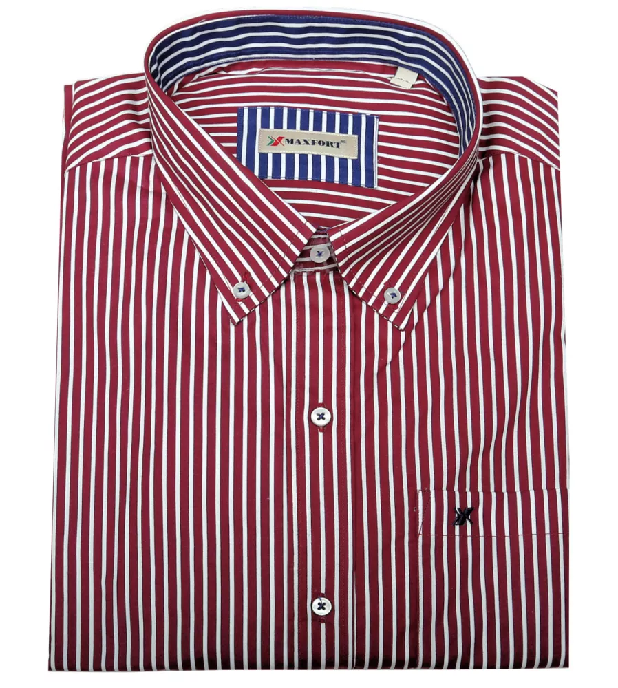 Chemise lie de vin Rayures verticales-7XL