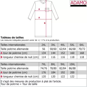 Chemise de Nuit Homme lignée bleu marine de 3XL à 10XL-8XL