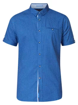 Chemise chic à motifs géométriques bleue