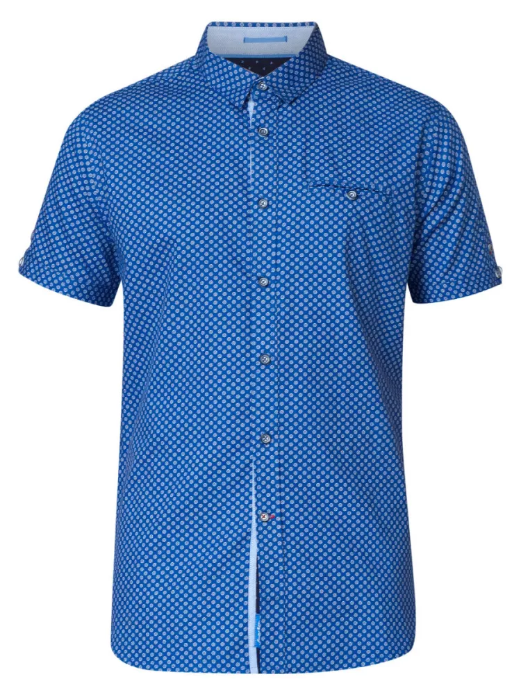 Chemise chic à motifs géométriques bleue-4XL