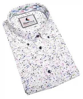 Chemise à pois colorés blanche manches courtes