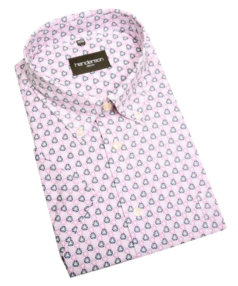Chemise rose avec motifs manches courtes-2XL