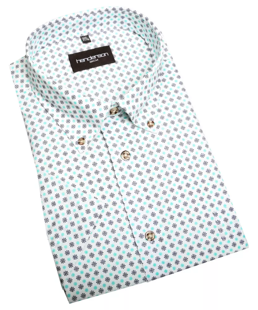 Chemise blanche manches courtes imprimée fleurs-2XL